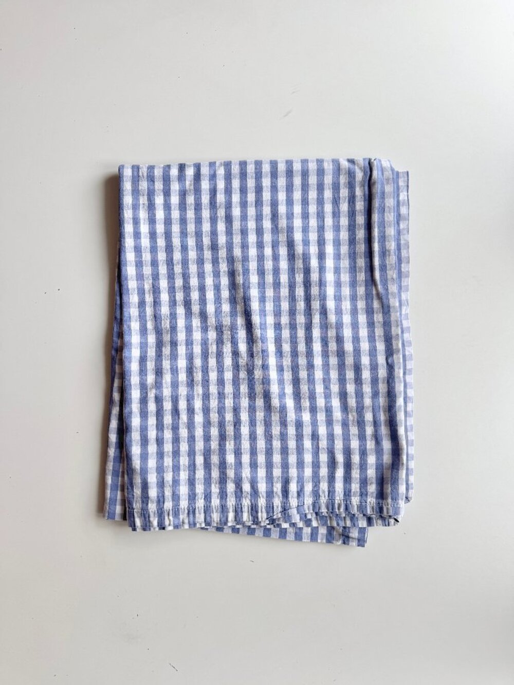 ZARA HOME Blue White Gingham Check 100% Cotton Muslin 76" x 60" Tablecloth